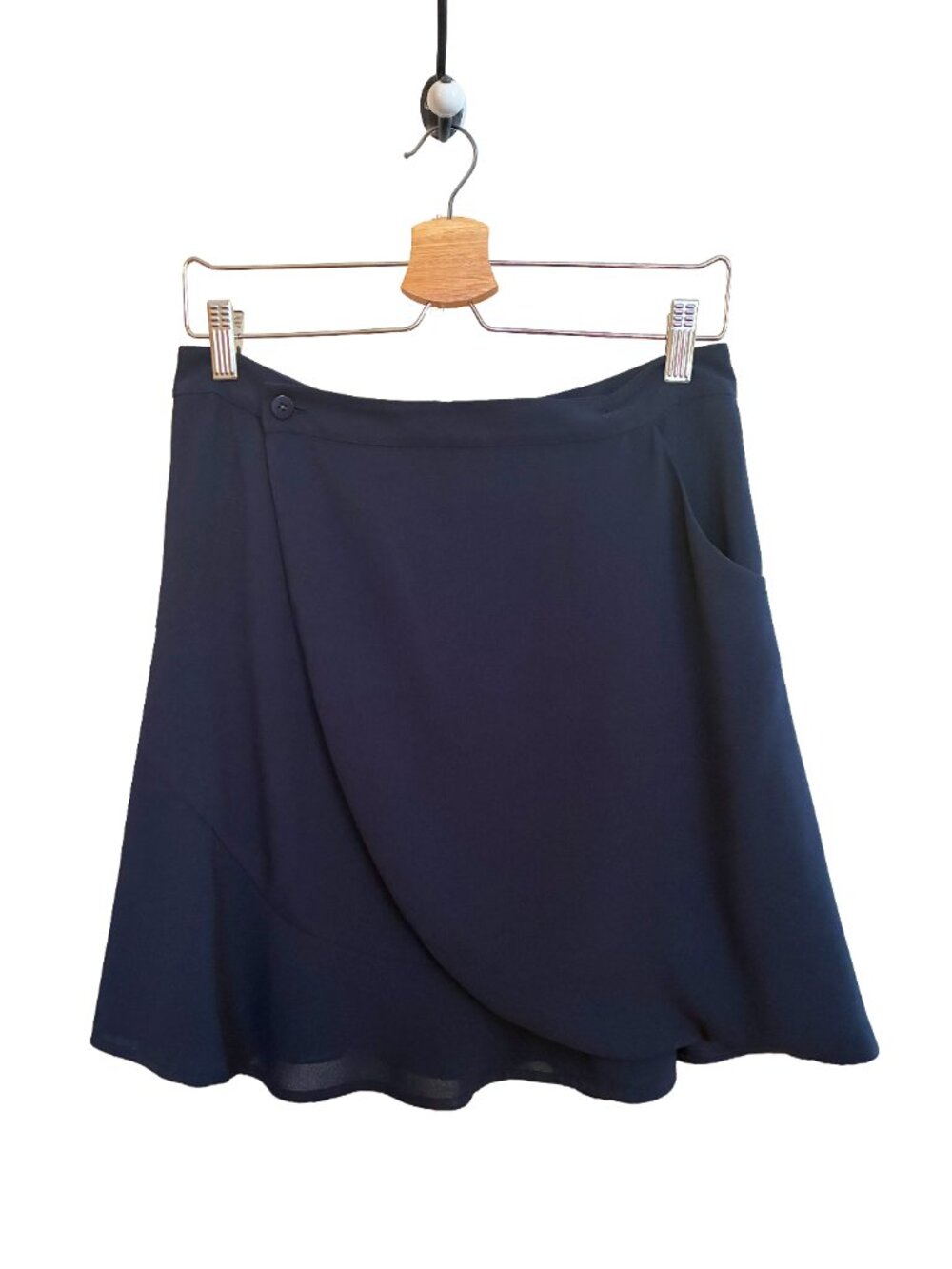 Diane Von Furstenberg Navy Double-Lined Crepe de Chine Wrap Skirt